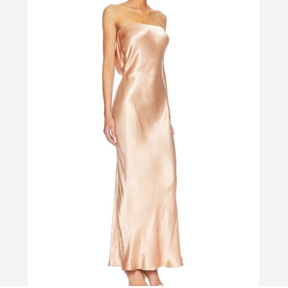 Bec & Bridge Moondance Strapless Midi Dress Rose Gold